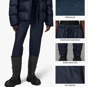#1041 RAINS Pants, Navy Lightweight Waterproof Overpants unisex
